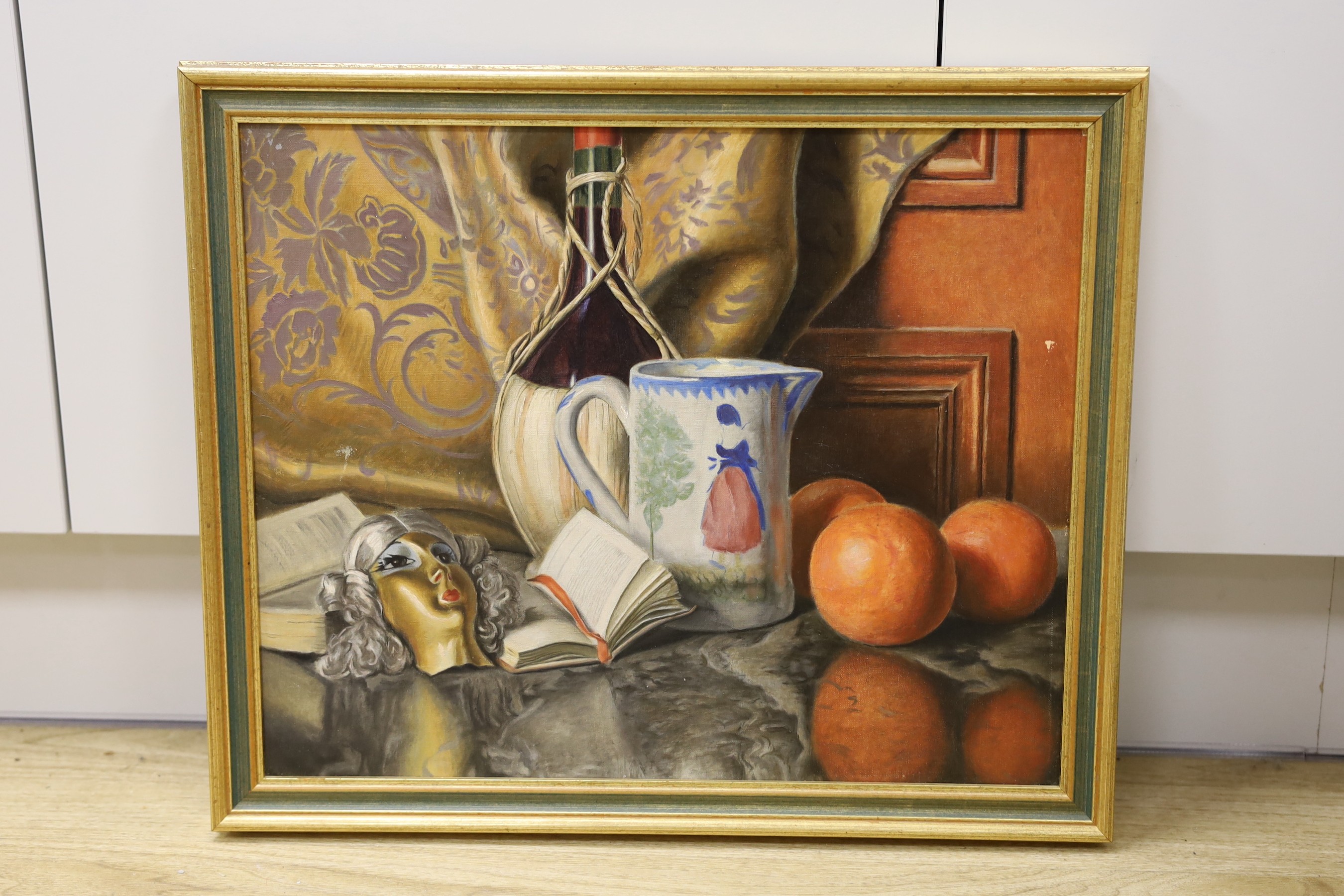 Attributed to Benjamin Coria, oil on canvas, Still life with jug, unsigned, 36 x 45cm